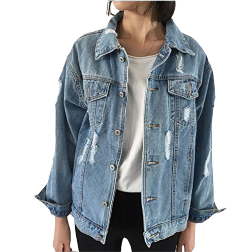 LARK & LILY BOUTIQUE Distressed Denim Jacket